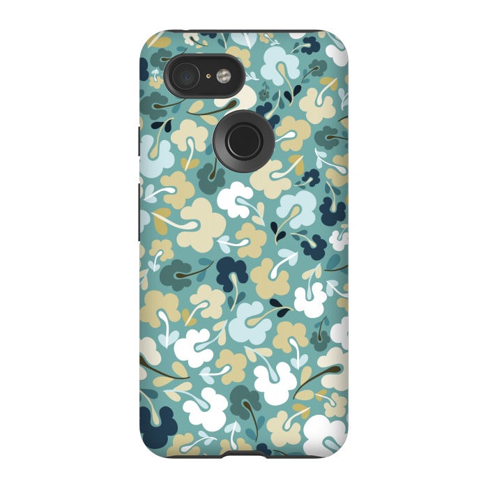 Pixel 3 StrongFit Ditsy Flowers in Green and Blue by Paula Ohreen