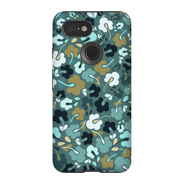 Pixel 3 StrongFit Ditsy Flowers in Navy and Green by Paula Ohreen