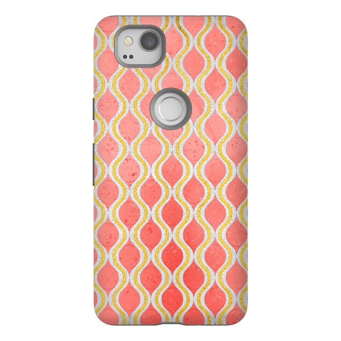 Pixel 2 StrongFit Gold - Living Coral Pattern I by Art Design Works