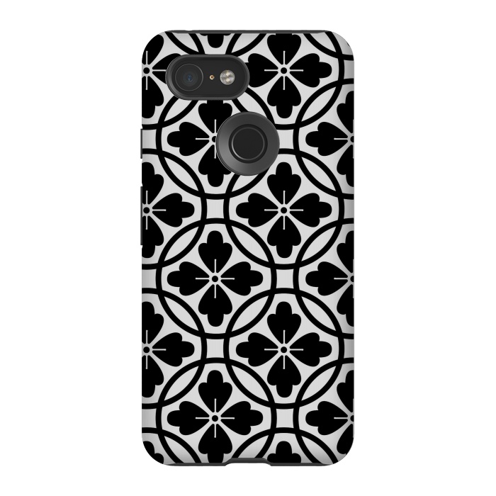 Pixel 3 StrongFit black floral pattern by MALLIKA