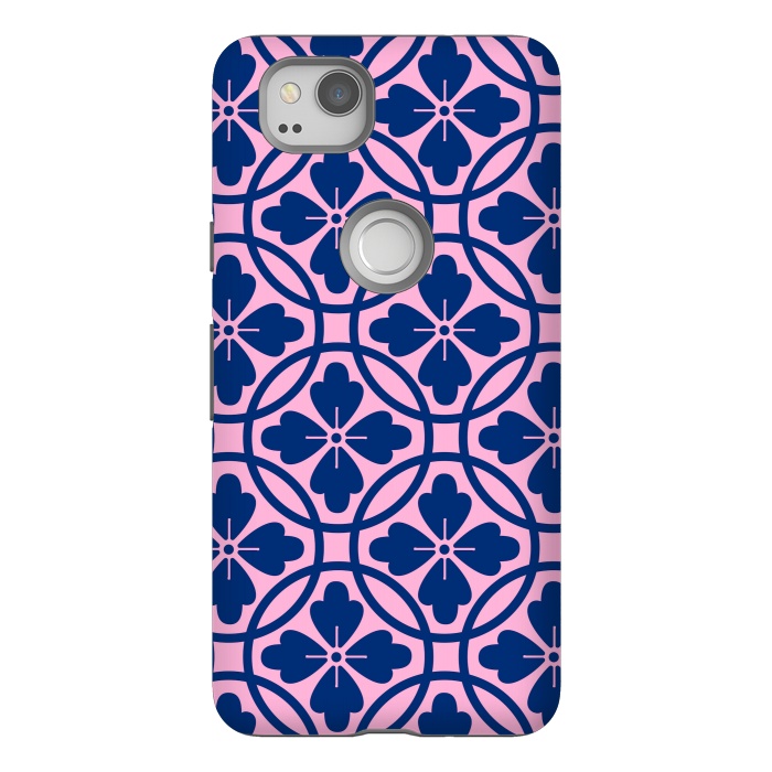 Pixel 2 StrongFit blue pink floral pattern 2 by MALLIKA