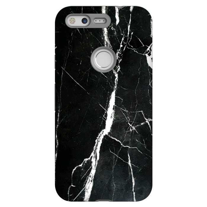 Pixel StrongFit Elegant black marble with white cracks by Oana 