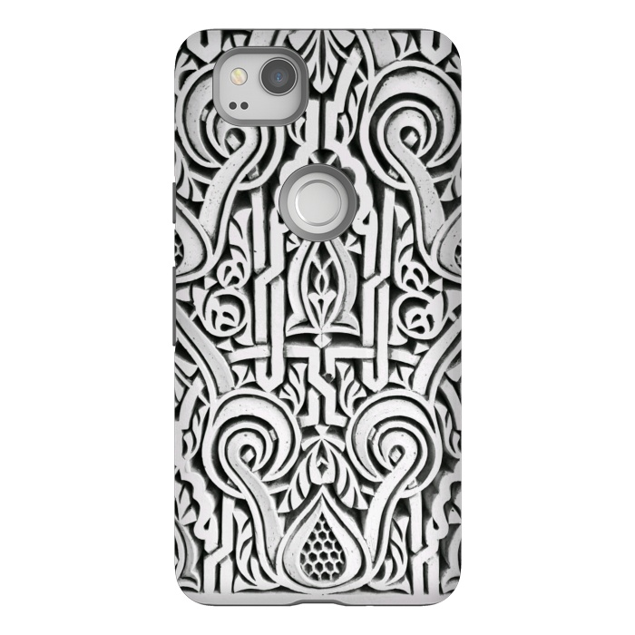 Pixel 2 StrongFit Intricate architectural botanical ornaments black and white by Oana 