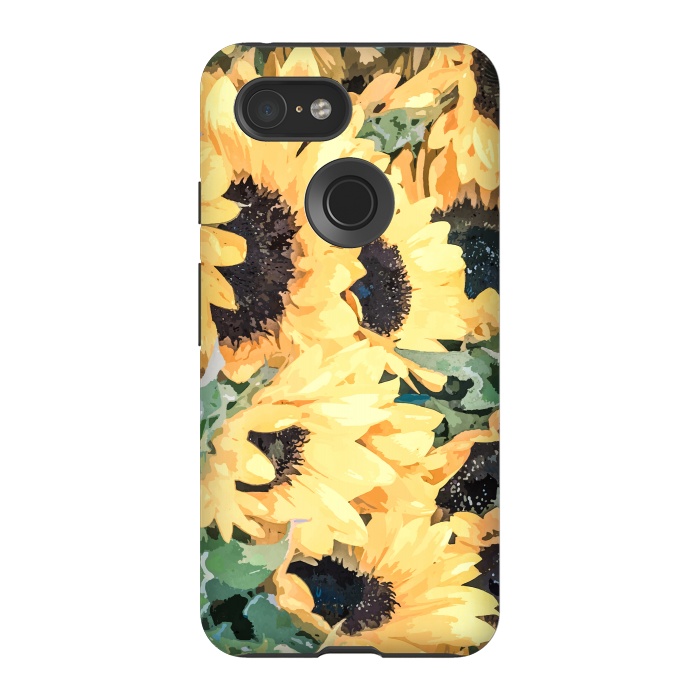 Pixel 3 StrongFit Yellow Sunflower by Creativeaxle