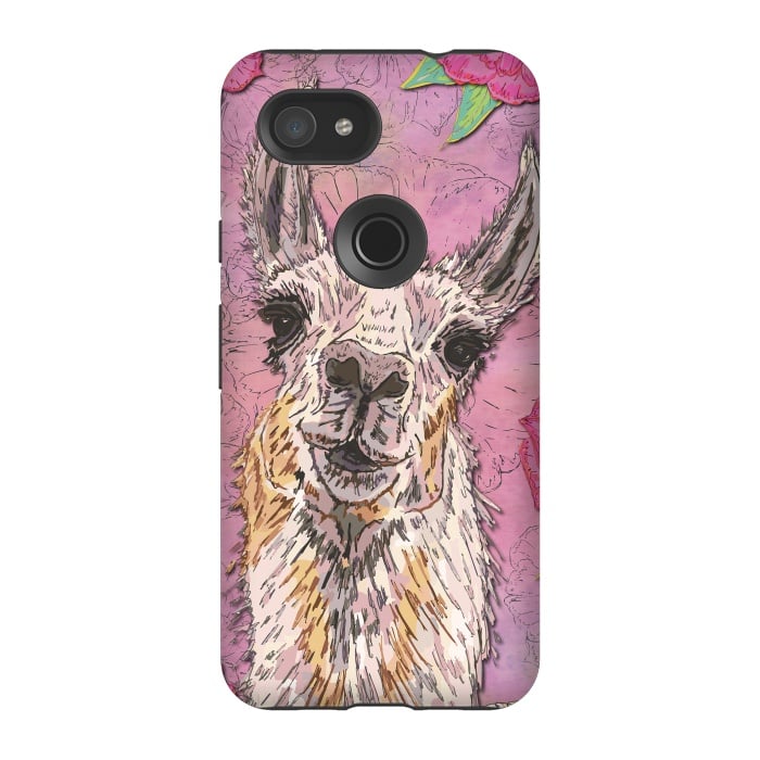 Pixel 3A StrongFit Perfectly Pink Llama by Lotti Brown