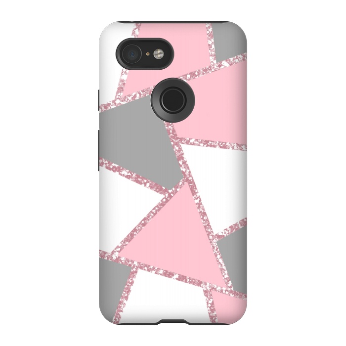Pixel 3 StrongFit Geometric pink glitters by Jms