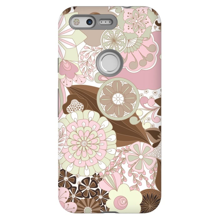 Pixel StrongFit Flowers, Flowers Everywhere - Pink and Brown by Paula Ohreen
