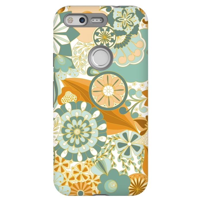 Pixel StrongFit Flowers, Flowers Everywhere - Orange and Green by Paula Ohreen