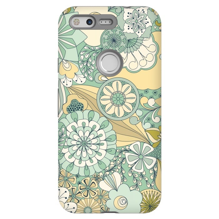 Pixel StrongFit Flowers, Flowers Everywhere - Cream and Mint by Paula Ohreen