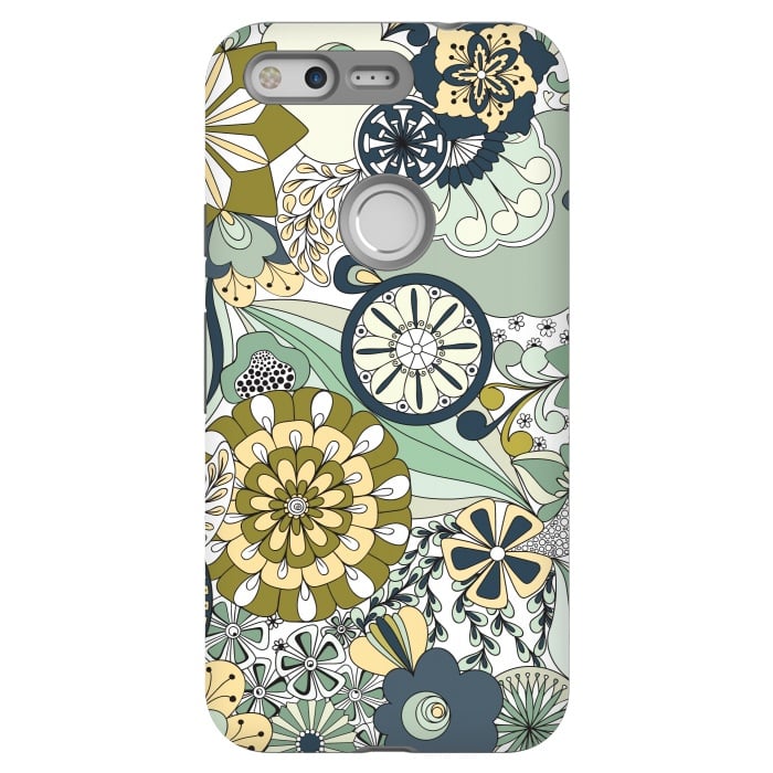 Pixel StrongFit Flowers, Flowers Everywhere - Navy and Green by Paula Ohreen
