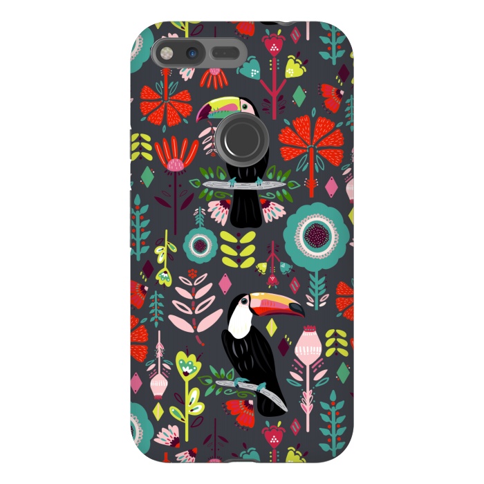 Pixel XL StrongFit Colorful Toucans With Bright Red  by Tigatiga