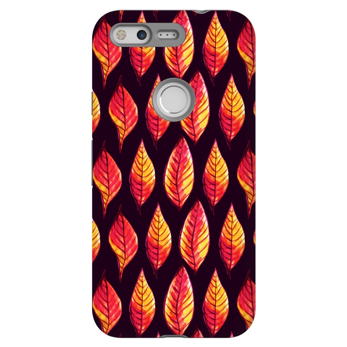 Pixel StrongFit Vibrant autumn leaves pattern in red and yellow by Boriana Giormova