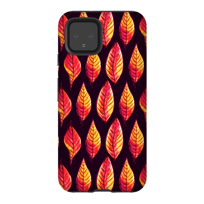 Pixel 4 StrongFit Vibrant autumn leaves pattern in red and yellow by Boriana Giormova