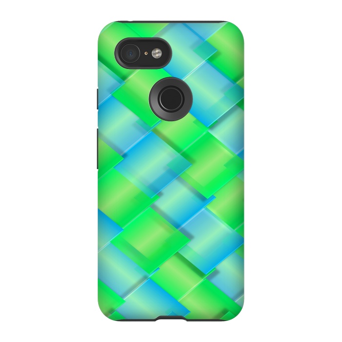 Pixel 3 StrongFit square blue green pattern by MALLIKA