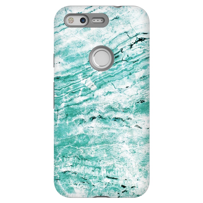 Pixel StrongFit Turquoise marble waves by Oana 