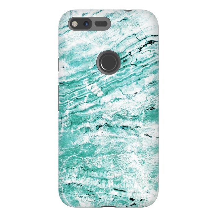 Pixel XL StrongFit Turquoise marble waves by Oana 
