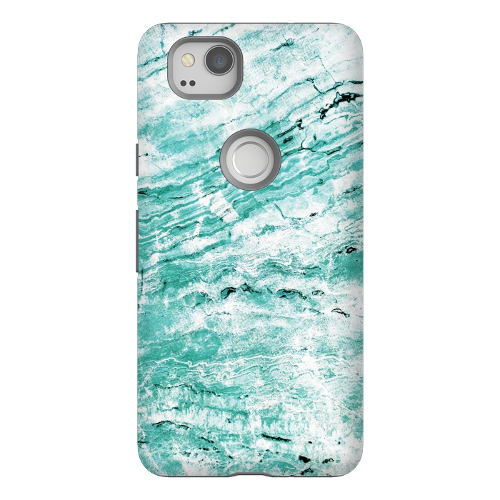 Pixel 2 StrongFit Turquoise marble waves by Oana 