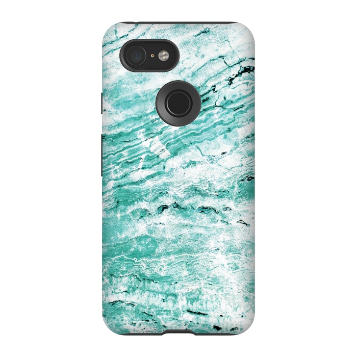 Pixel 3 StrongFit Turquoise marble waves by Oana 