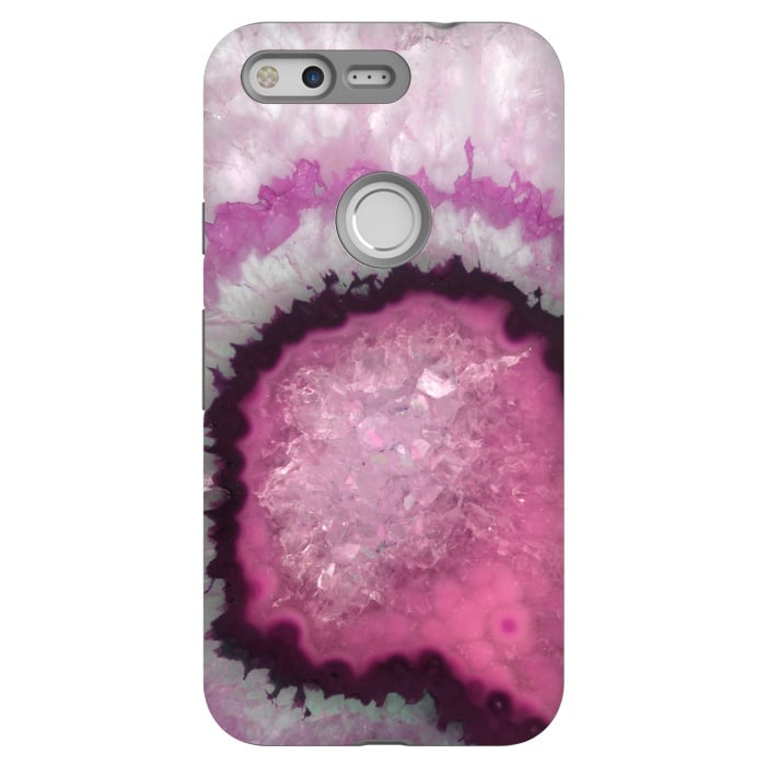 Pixel StrongFit Pink and White Crystal Agate by  Utart