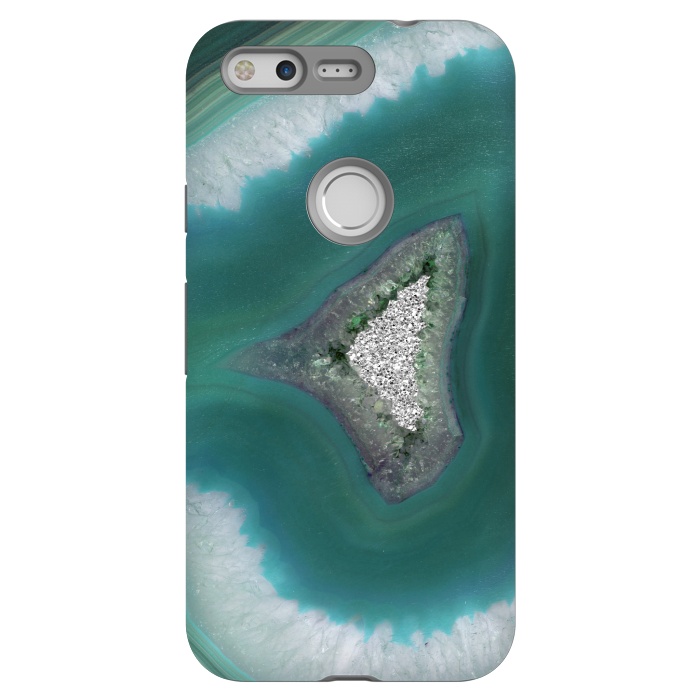 Pixel StrongFit The ocean island- green and teal agate by  Utart