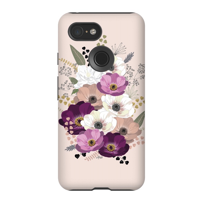 Pixel 3 StrongFit Anemones Bouquet Nude by Anis Illustration