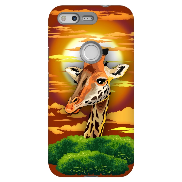Pixel StrongFit Giraffe on Wild African Savanna Sunset  by BluedarkArt