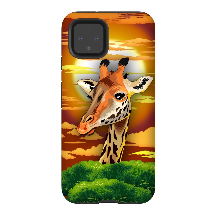 Pixel 4 StrongFit Giraffe on Wild African Savanna Sunset  by BluedarkArt