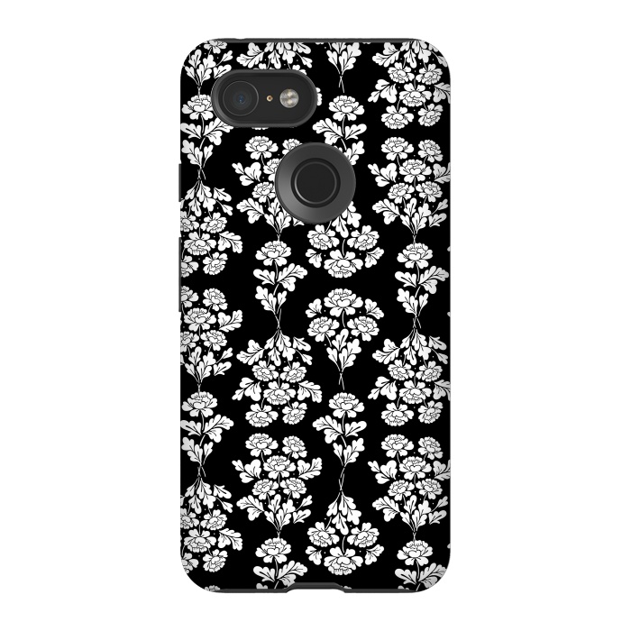 Pixel 3 StrongFit Black Roses bouquet Pattern by Anis Illustration