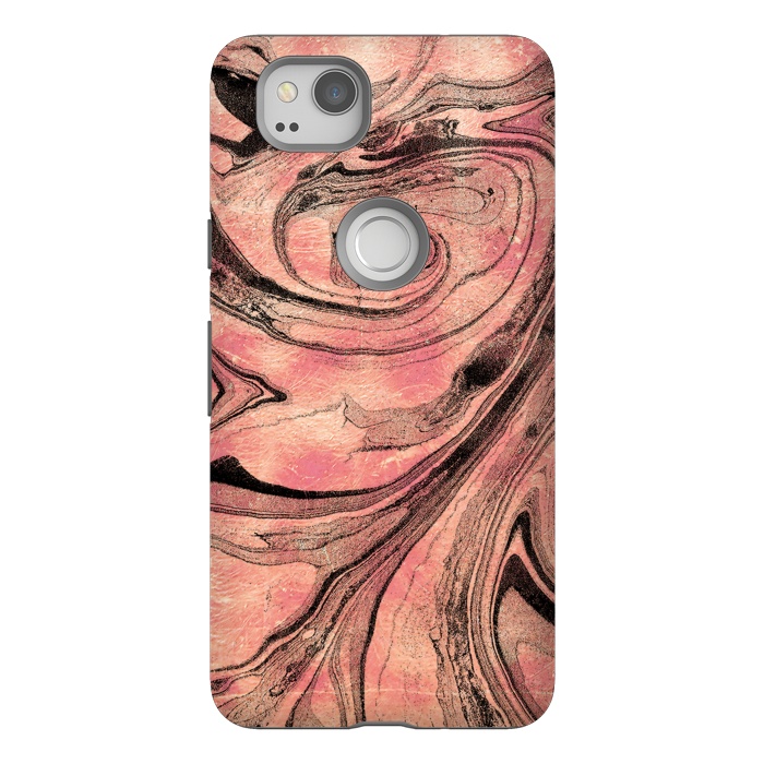 Pixel 2 StrongFit gold metallic liquid marble art by Oana 