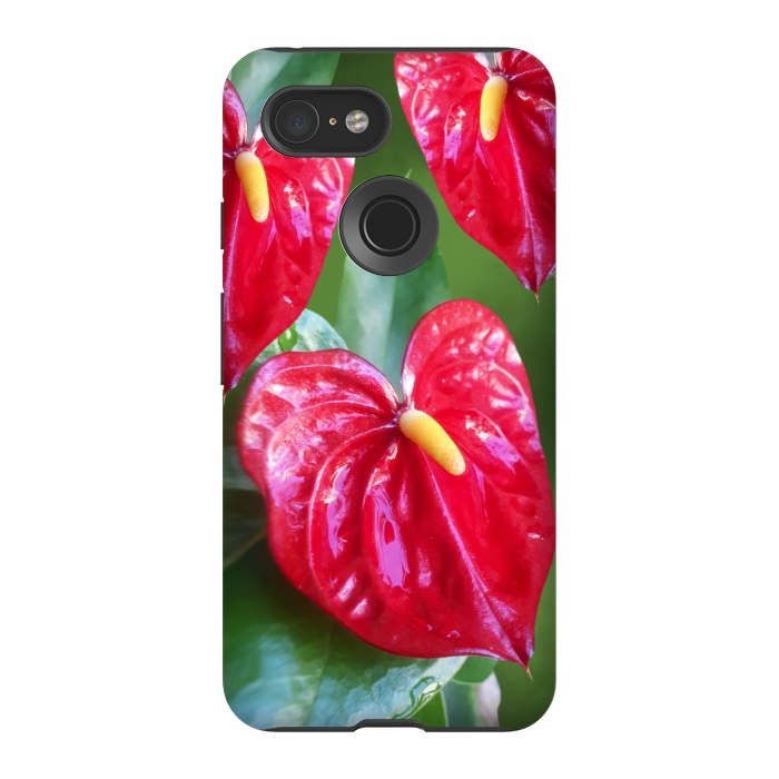 Pixel 3 StrongFit Anthurium Red Exotic Flower  by BluedarkArt