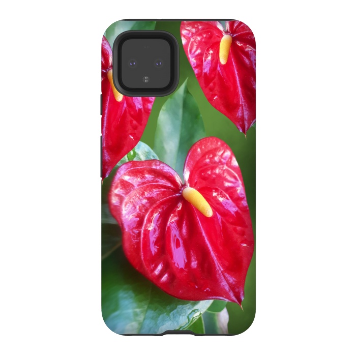 Pixel 4 StrongFit Anthurium Red Exotic Flower  by BluedarkArt