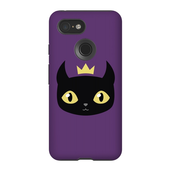 Pixel 3 StrongFit Black cat king by Laura Nagel