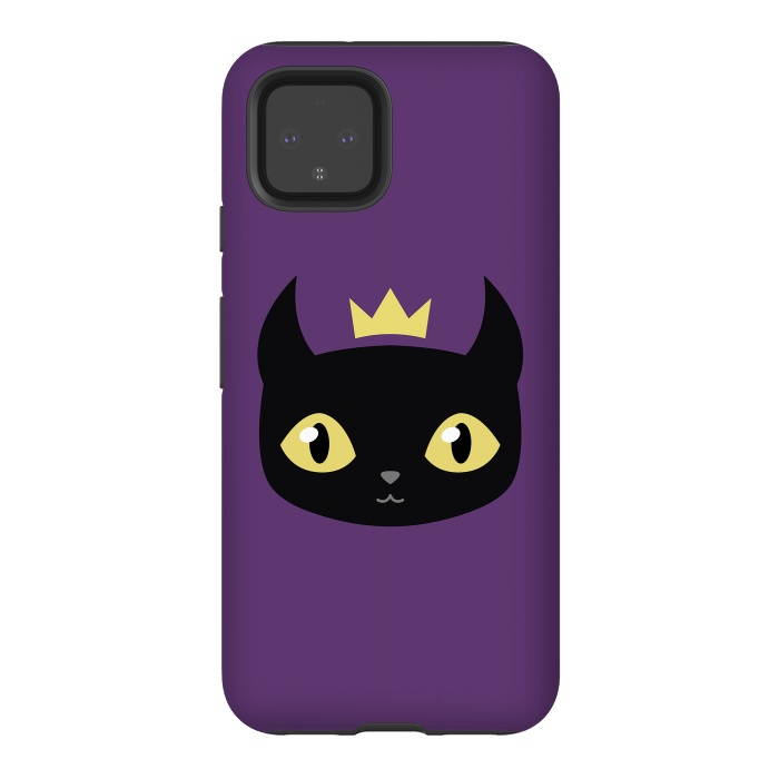Pixel 4 StrongFit Black cat king by Laura Nagel