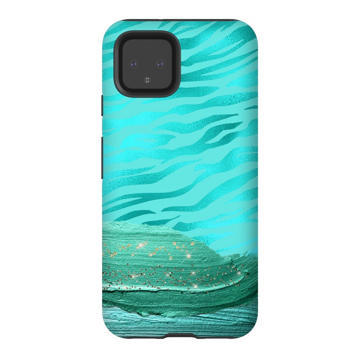 Pixel 4 StrongFit Turquoise Tiger skin with thick paint strokes by  Utart