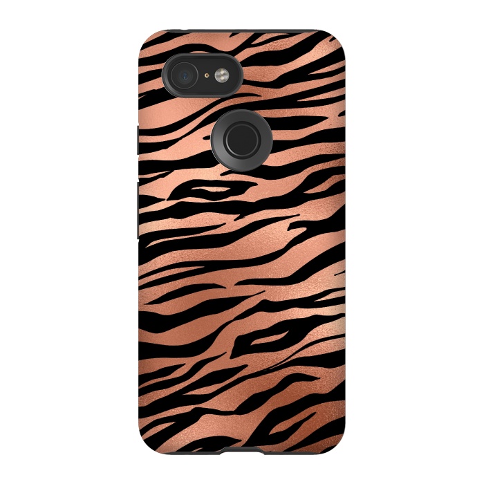 Pixel 3 StrongFit Copper and Black Tiger Skin by  Utart