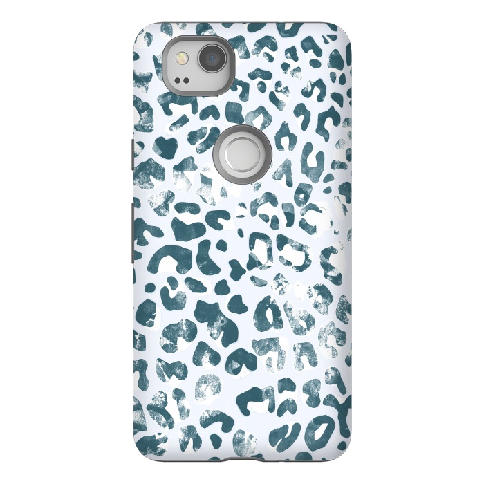 Pixel 2 StrongFit textured turquoise leopard print by Oana 