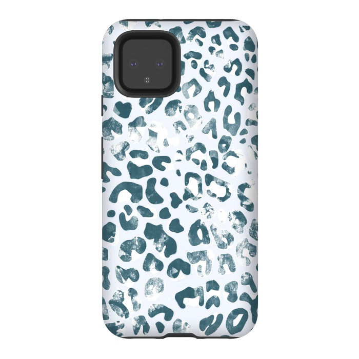 Pixel 4 StrongFit textured turquoise leopard print by Oana 