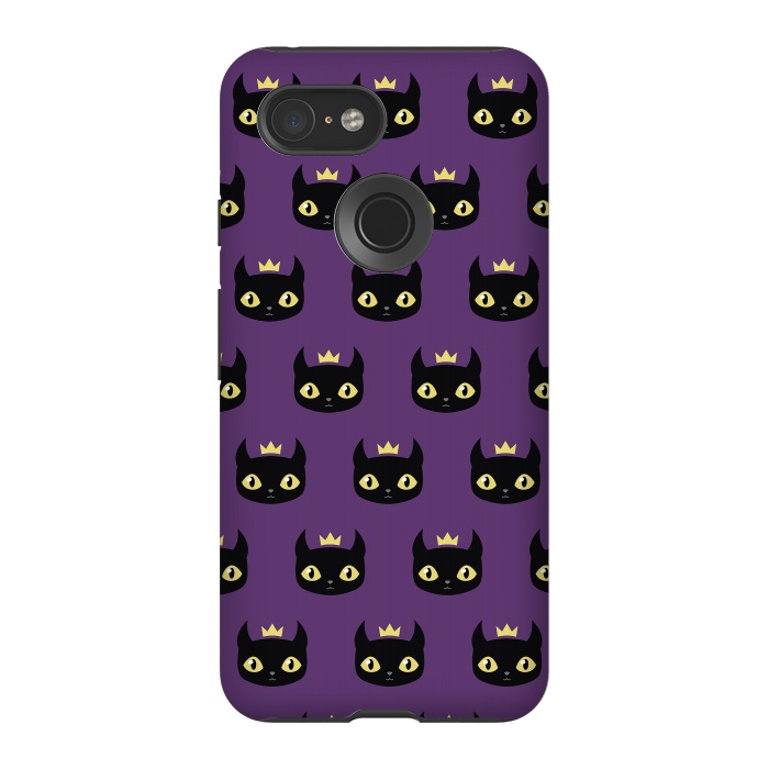 Pixel 3 StrongFit Black cat pattern by Laura Nagel