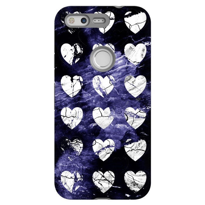 Pixel StrongFit Marble hearts pattern on purple dark stone by Oana 