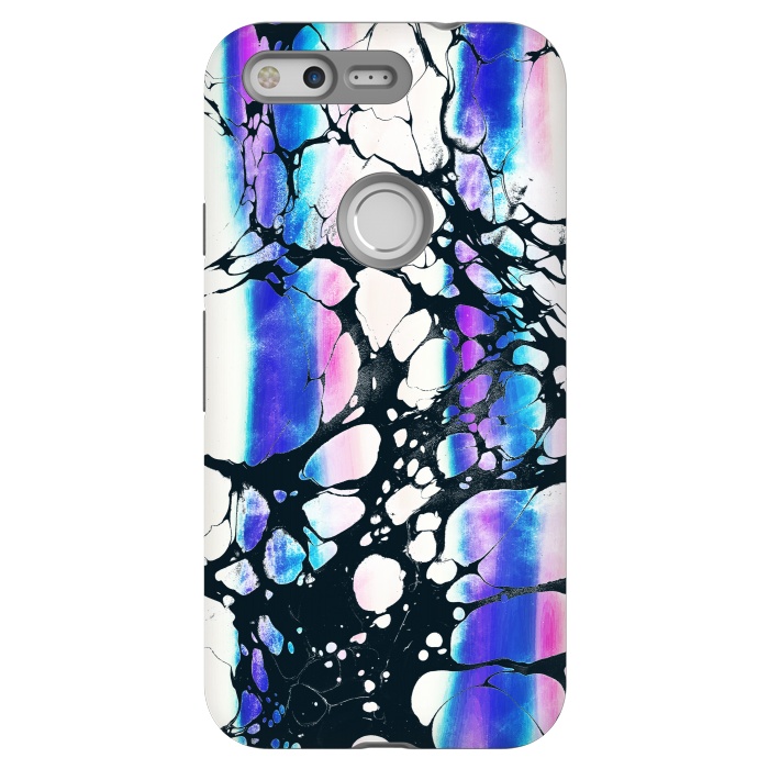 Pixel StrongFit purple pink gradient marble with black ink cracks by Oana 