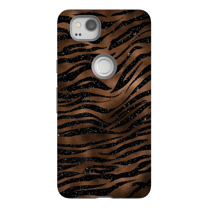 Pixel 2 StrongFit Jungle Journey - Copper Safari Tiger Skin Pattern  by  Utart