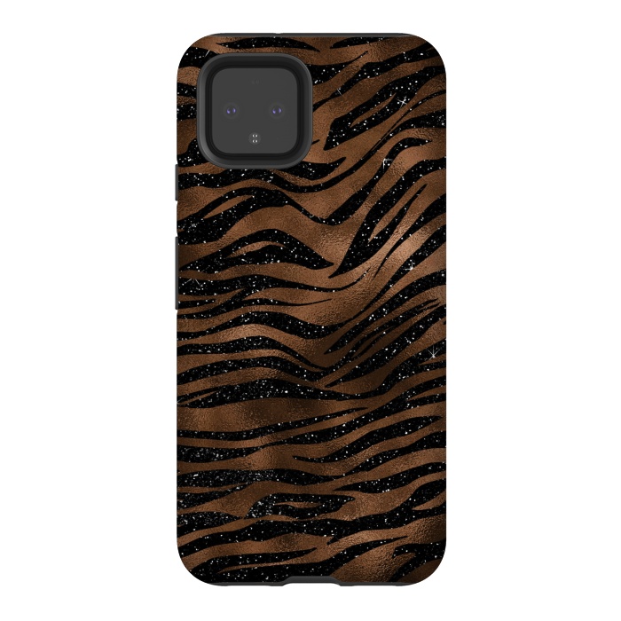 Pixel 4 StrongFit Jungle Journey - Copper Safari Tiger Skin Pattern  by  Utart