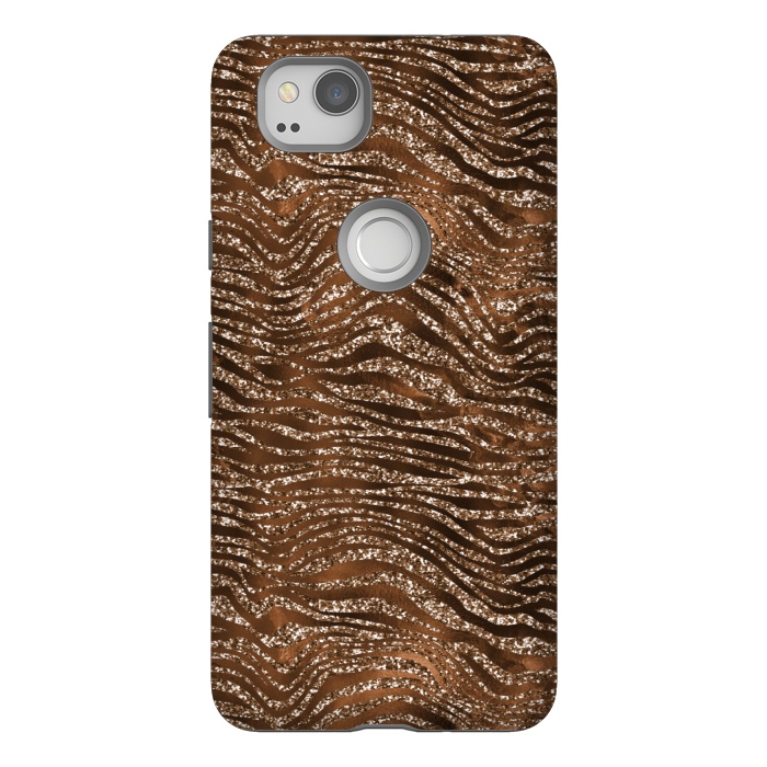 Pixel 2 StrongFit Jungle Journey - Copper Safari Tiger Skin Pattern 1 by  Utart