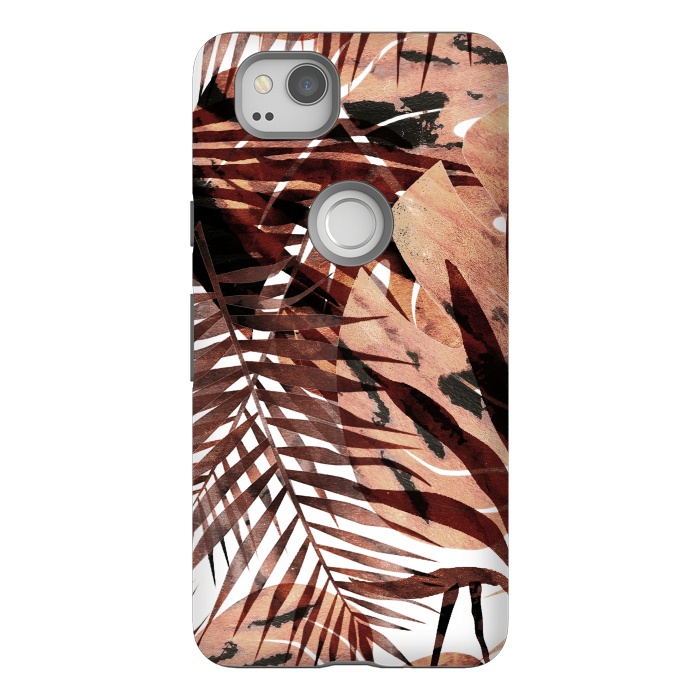 Pixel 2 StrongFit golden brown tropical palm and ficus leaves by Oana 