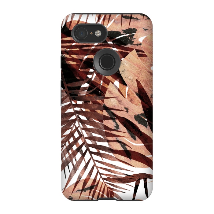 Pixel 3 StrongFit golden brown tropical palm and ficus leaves by Oana 