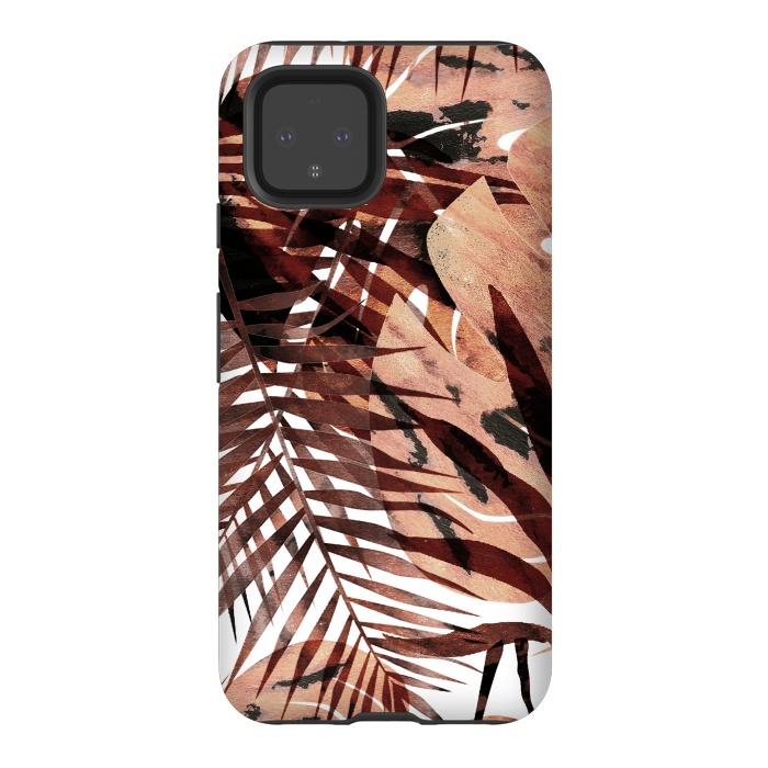 Pixel 4 StrongFit golden brown tropical palm and ficus leaves by Oana 