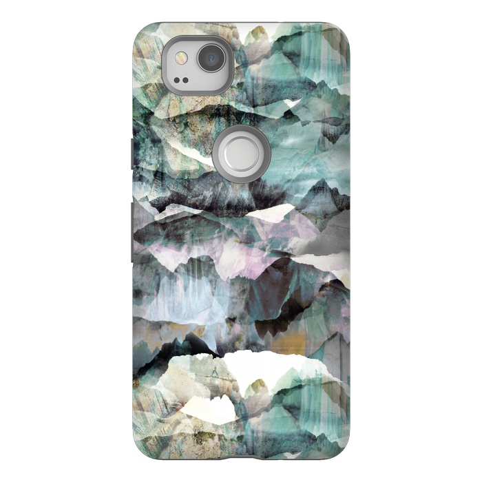 Pixel 2 StrongFit Painted marble mountains gemstones by Oana 