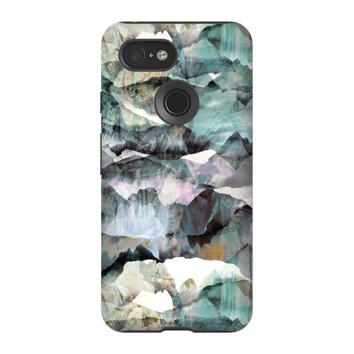 Pixel 3 StrongFit Painted marble mountains gemstones by Oana 