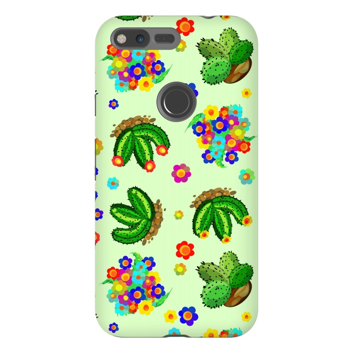 Pixel XL StrongFit Succulents, Cactus and Flowers Doodles Greenery  by BluedarkArt