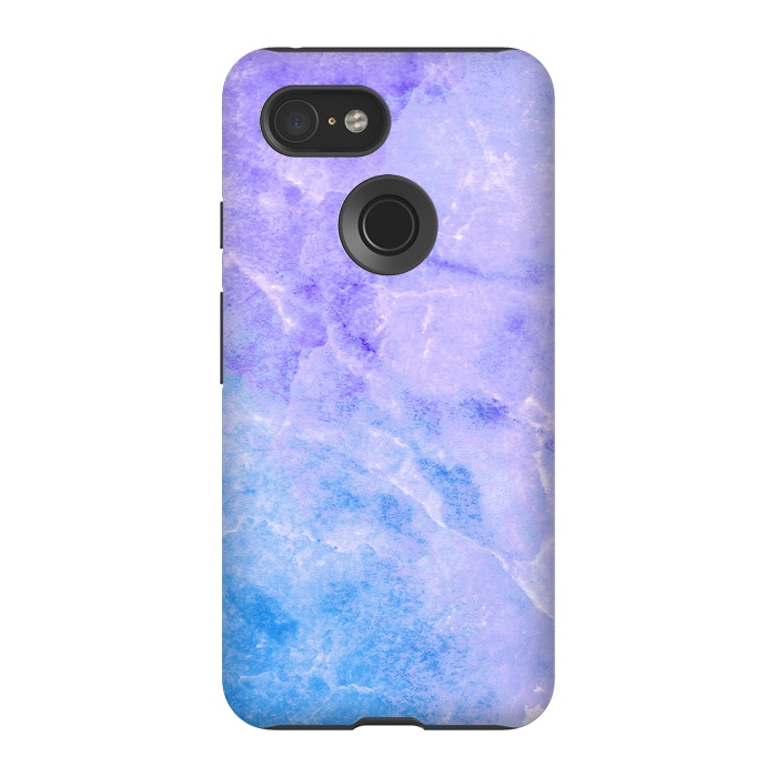 Pixel 3 StrongFit Purple blue marble stone by Oana 